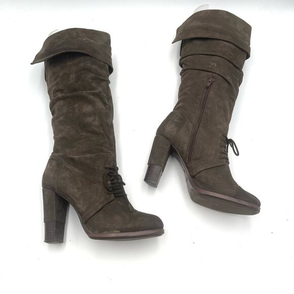 BRONX Charley Nubuck Leather Knee High Boots Knee-high lace-up soft size  8 - Picture 12 of 12